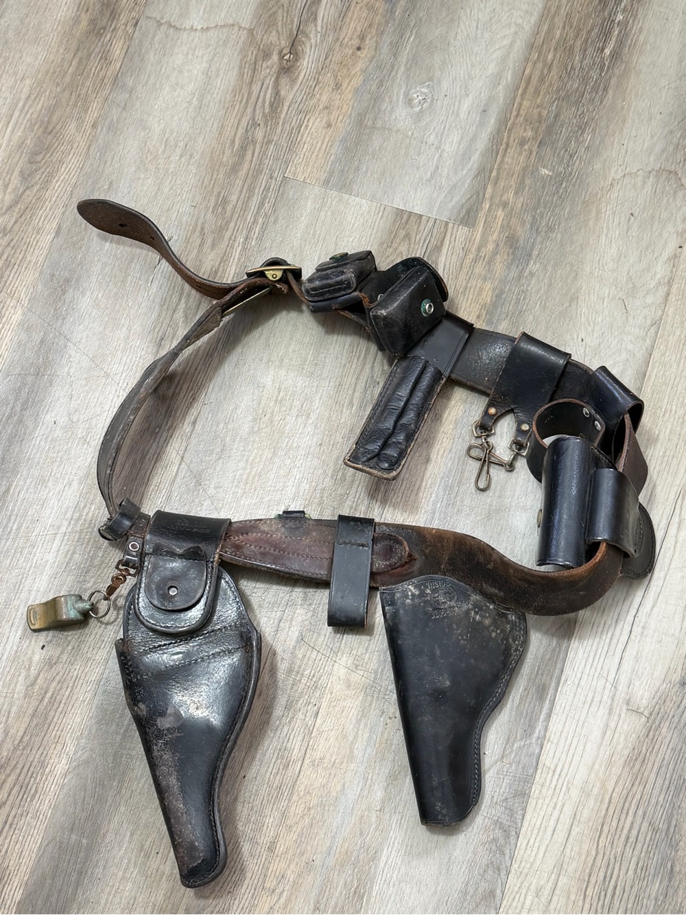 Vintage Bucheimer WWII Army Tactical Belt w/ Wesson Handcuffs Whistle & Holster